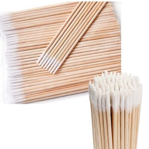Cosmetic wooden sticks with cotton wool, 100 pcs