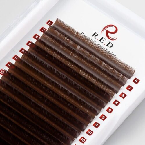 Коричневые ресницы RED SMOKEY BROWN (микс), 20 линий