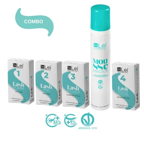 InLei ערכת בשקיות להרמת ריסים 4 שלבים + מוס ניקוי