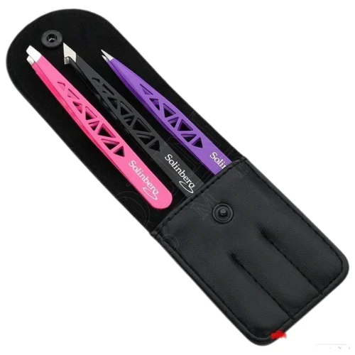 סט פינצטות לגבות Solinberg 003B 3pcs השחזה ידנית מקצועית